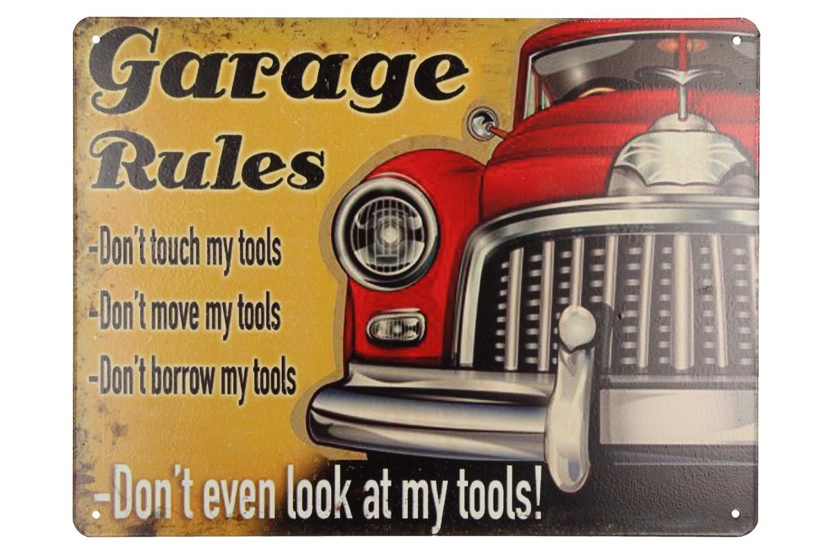 Plechová cedule Garage Rules (25x33 cm) za 179 Kč Skladem
