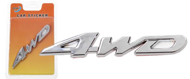 Kovová samolepka 4WD stříbrná