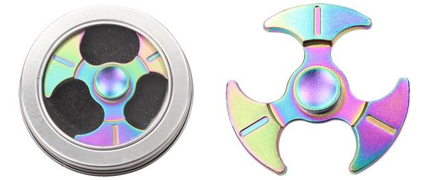 Fidget spinner duhový v kulaté krabičce
