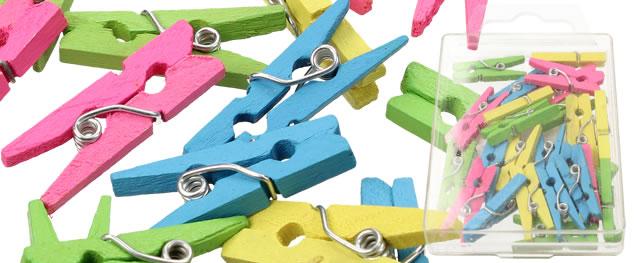 Dřevěné barevné mini kolíčky sada 25 kusů