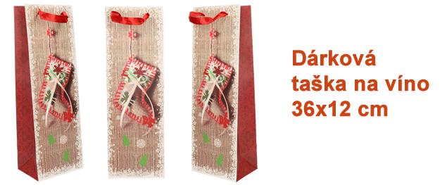 Dárková vánoční taška na víno ponožka 36x12 cm