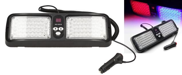 Modro-červené LED výstražné světlo na sluneční clonu 12V