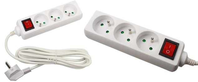 Prodlužovací kabel s vypínačem 3 zásuvky 3 m bílý