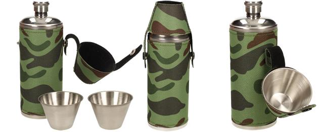 Butilka maskáčová se 2 panáky