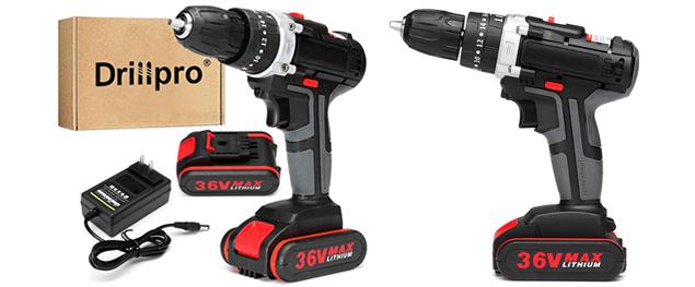 Aku vrtačka Drillpro s příklepem 21V včetně 2 kusů 36Vf baterií