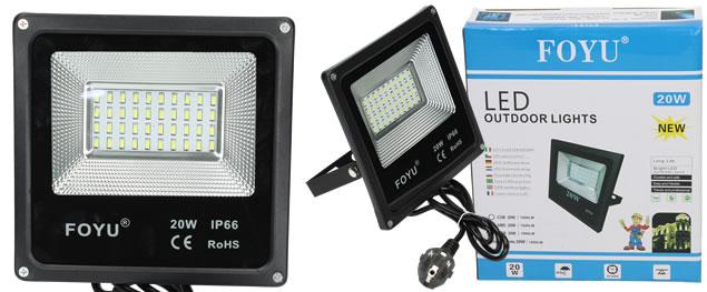 LED výkonný reflektor 20W plochý EU zástrčka