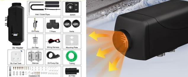 Vzduchový Bufík Naftový 5kW na 12V Vevor ovládání knoflíkem