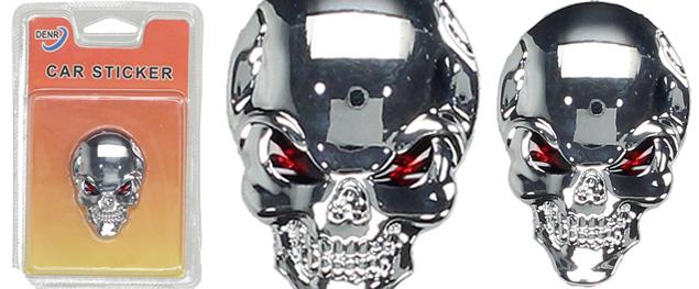 Kovová samolepka lebka – chrom (&hellip;