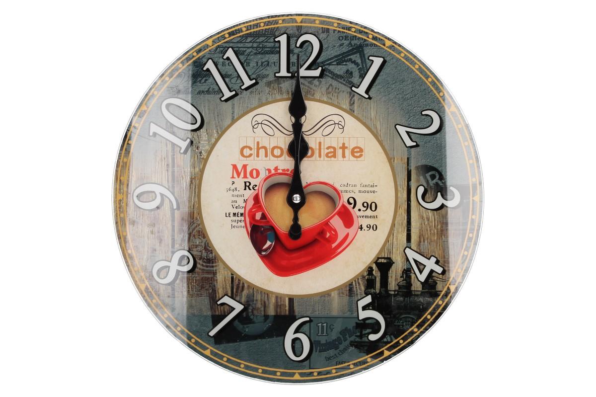 Skleněné hodiny Chocolate ručičkové 30 cm