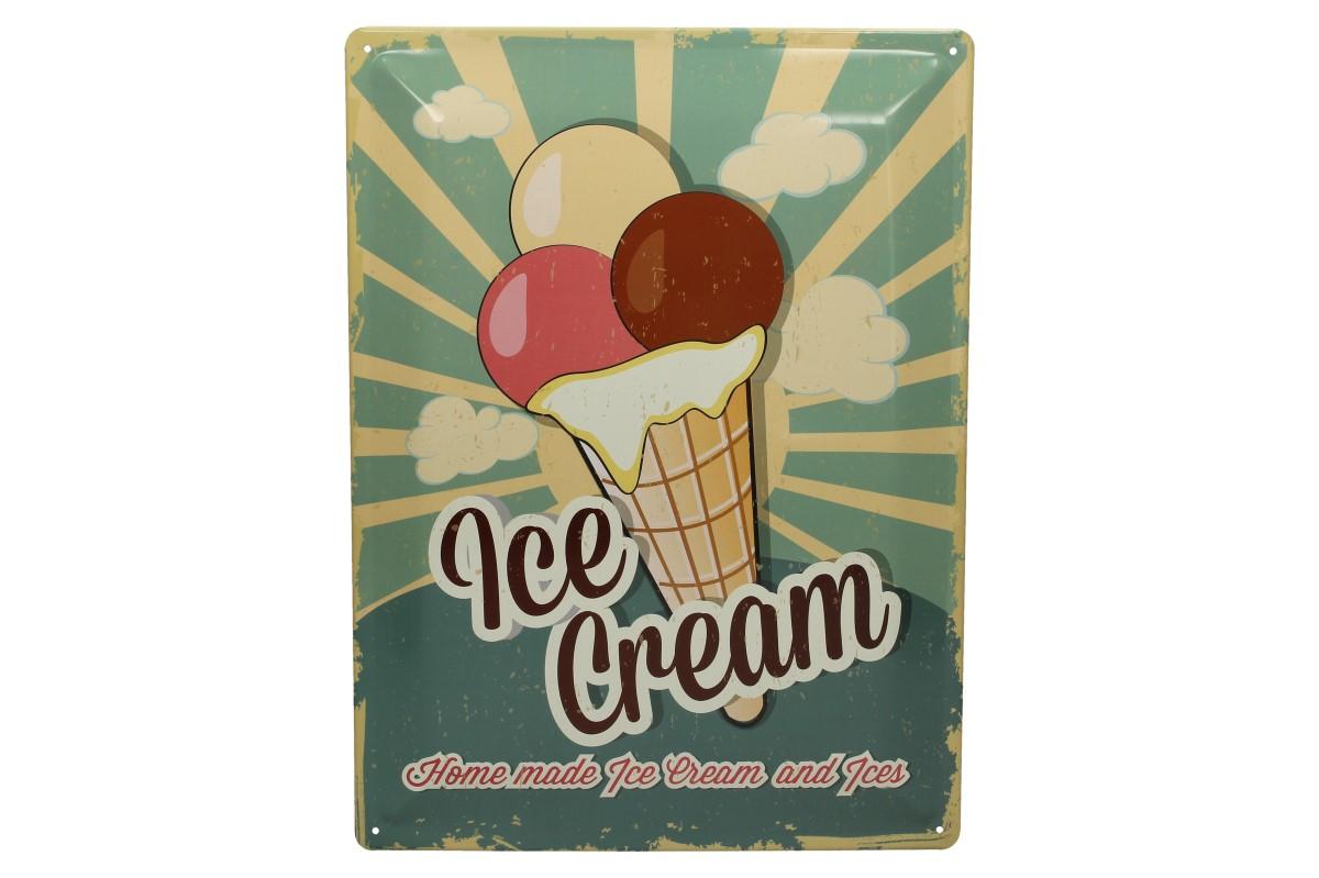 Plechová cedule Ice Cream Home made (30x39,5 cm)