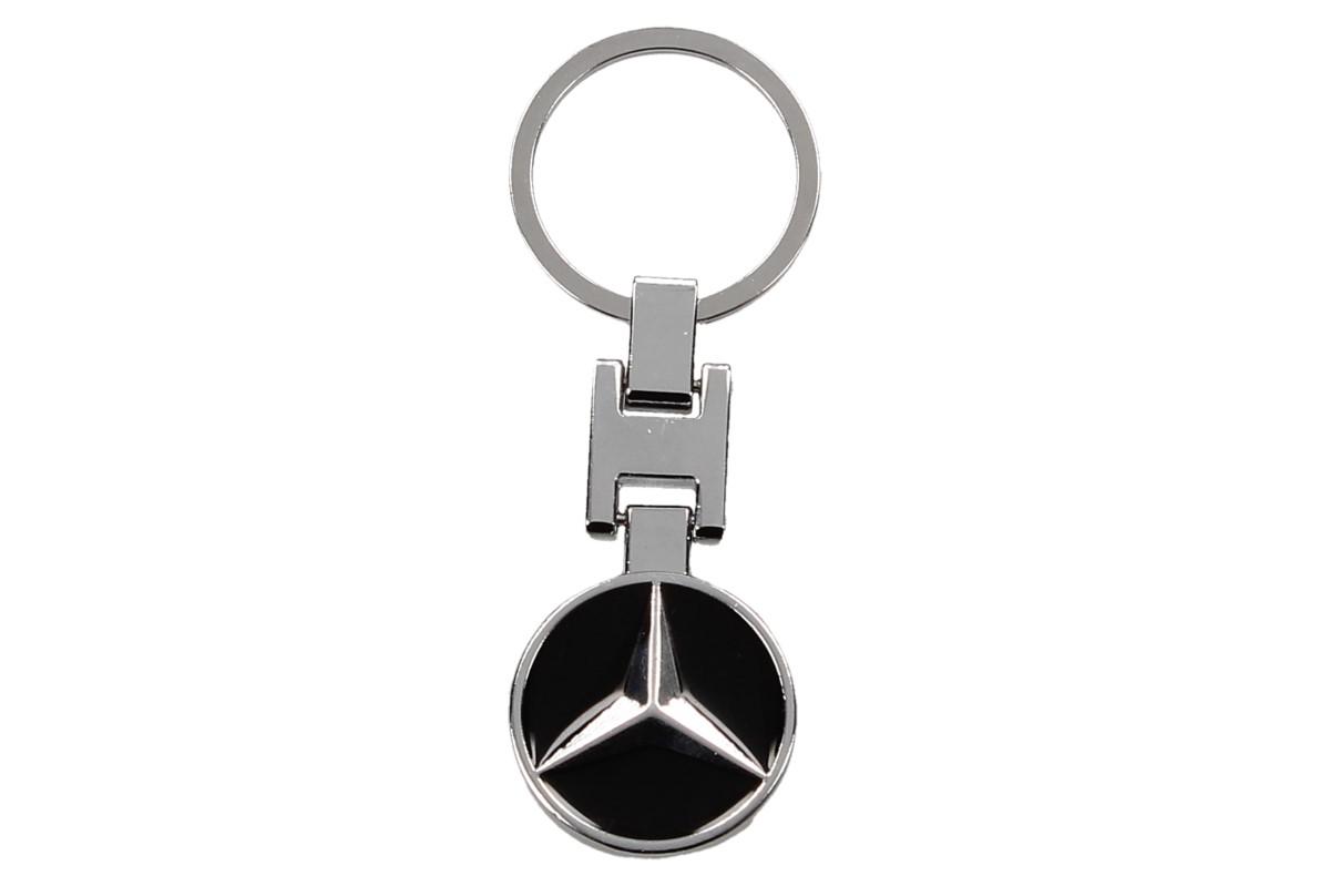 Klíčenka -  znak Mercedes CHROM černá 3 cm