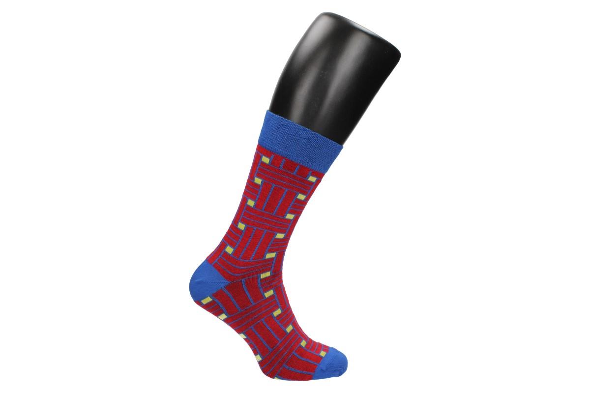 Ponožky modro - červené kostičy