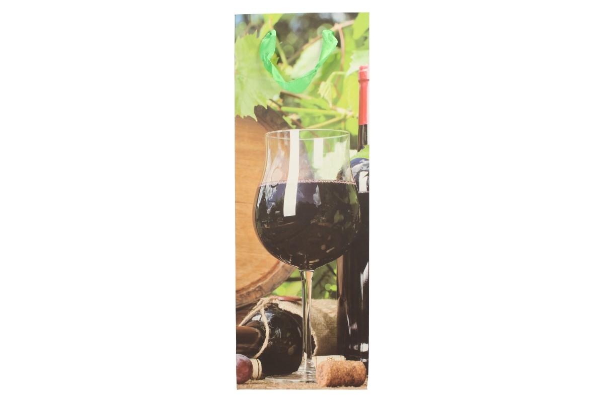 Dárková taška na víno sklenička s červeným vínem 36x12 cm