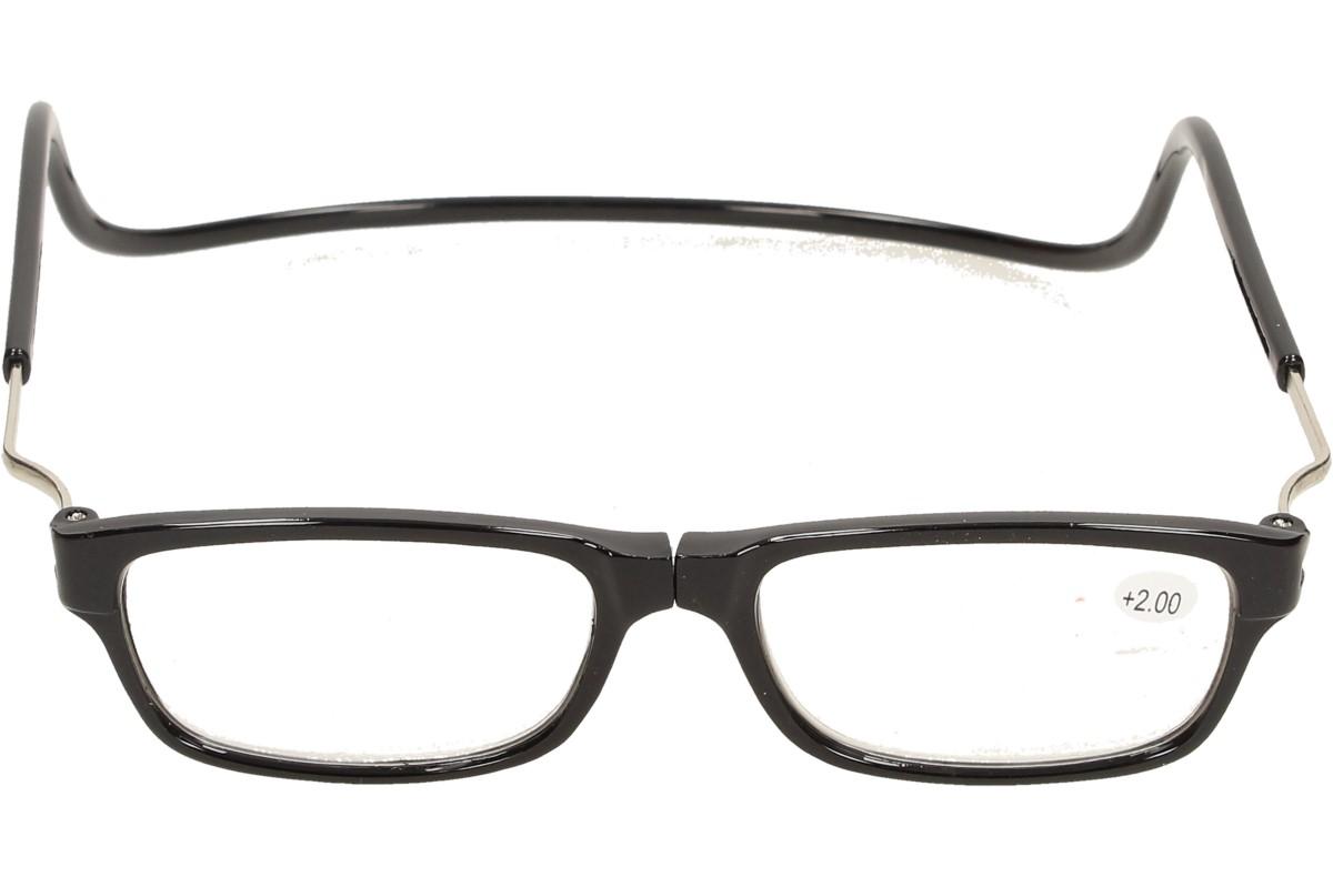 Dioptrické brýle s magnetem černé +2,00