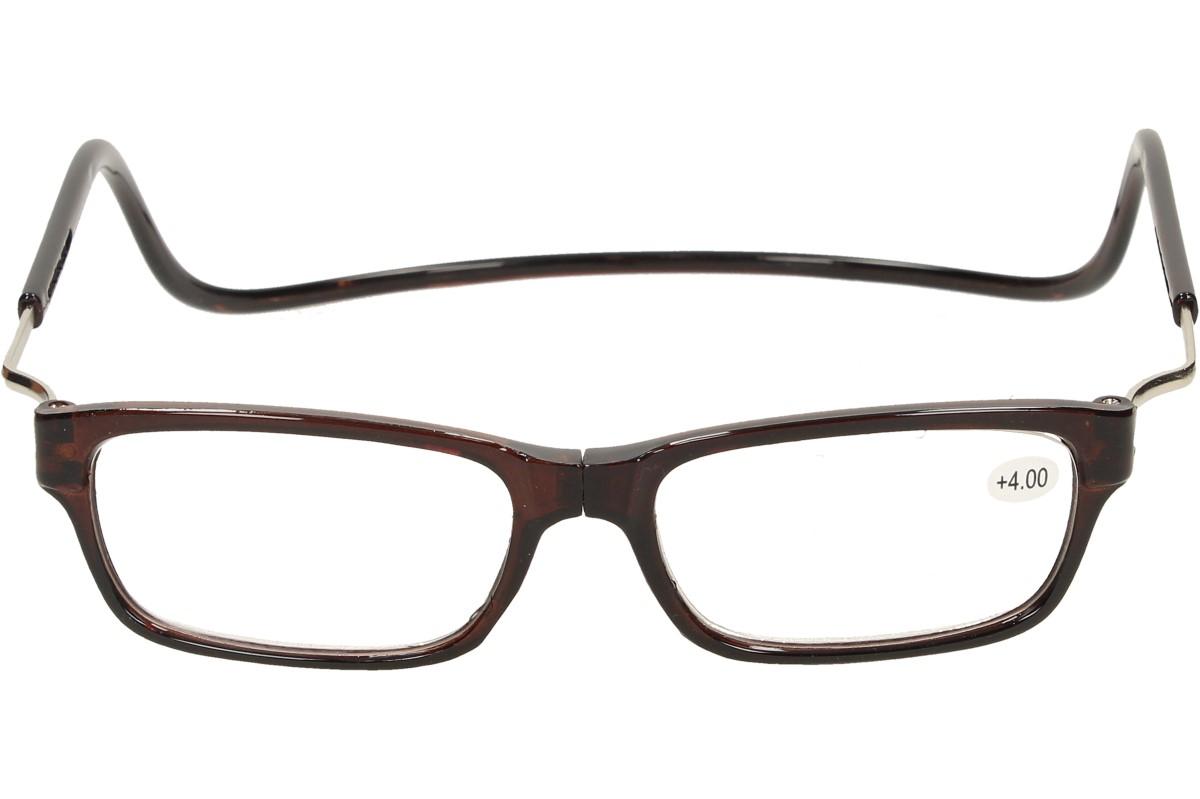Dioptrické brýle s magnetem hnědé +4,00