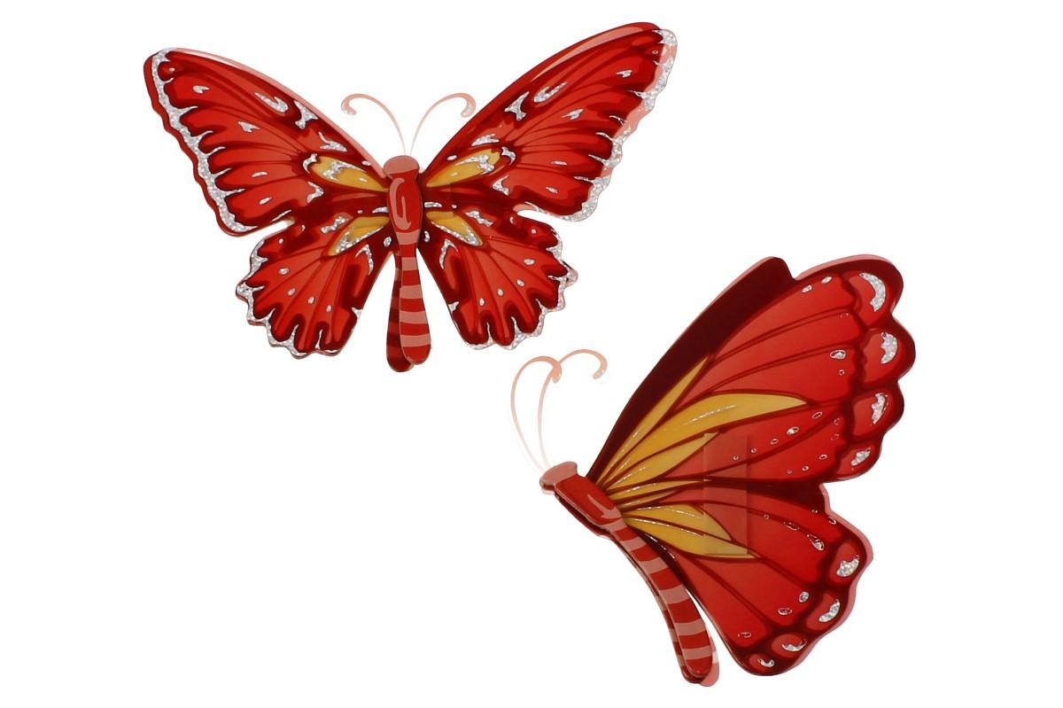3D samolepky na zeď červení motýli 6ks