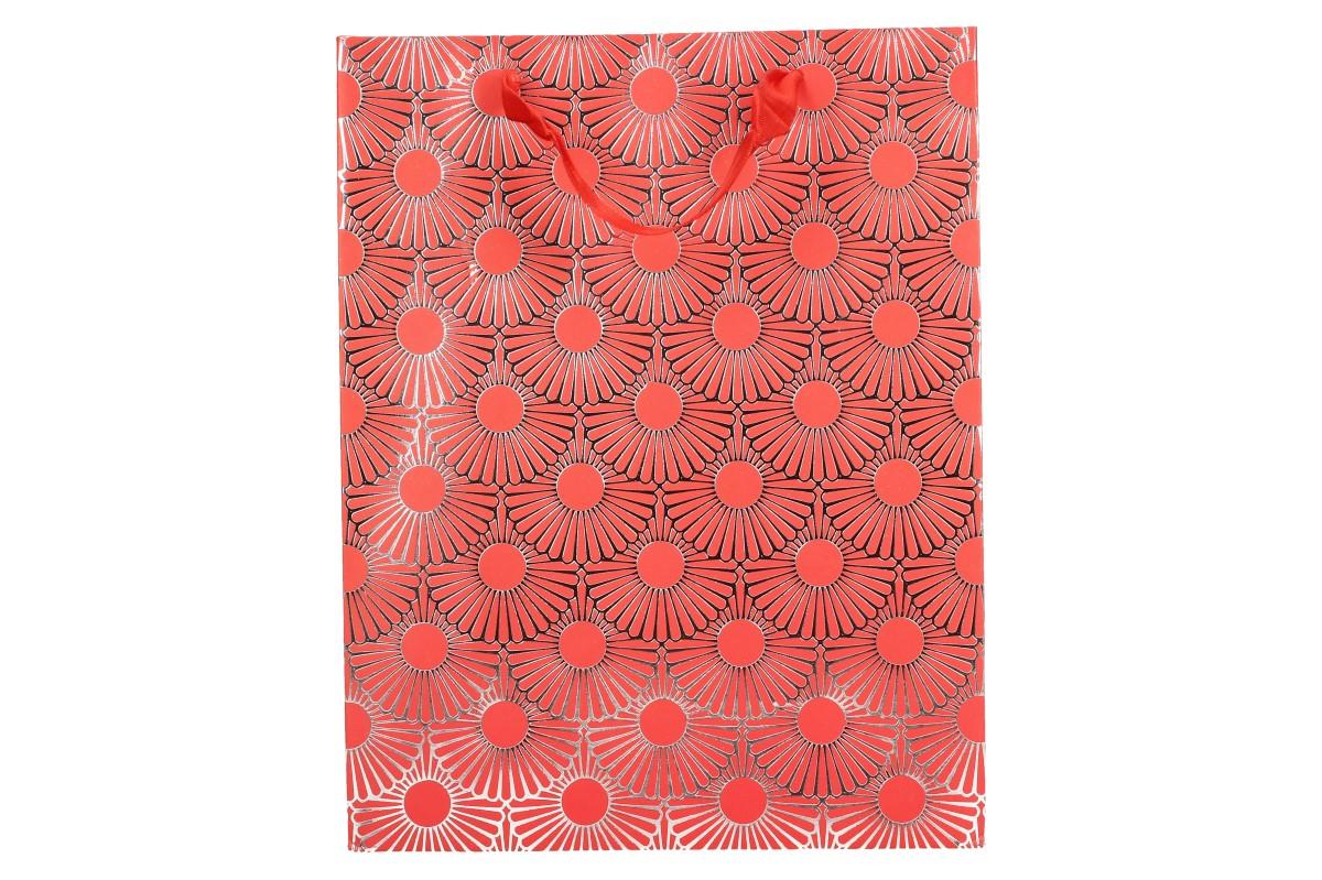 Dárková taška Kytky červená 23x18 cm