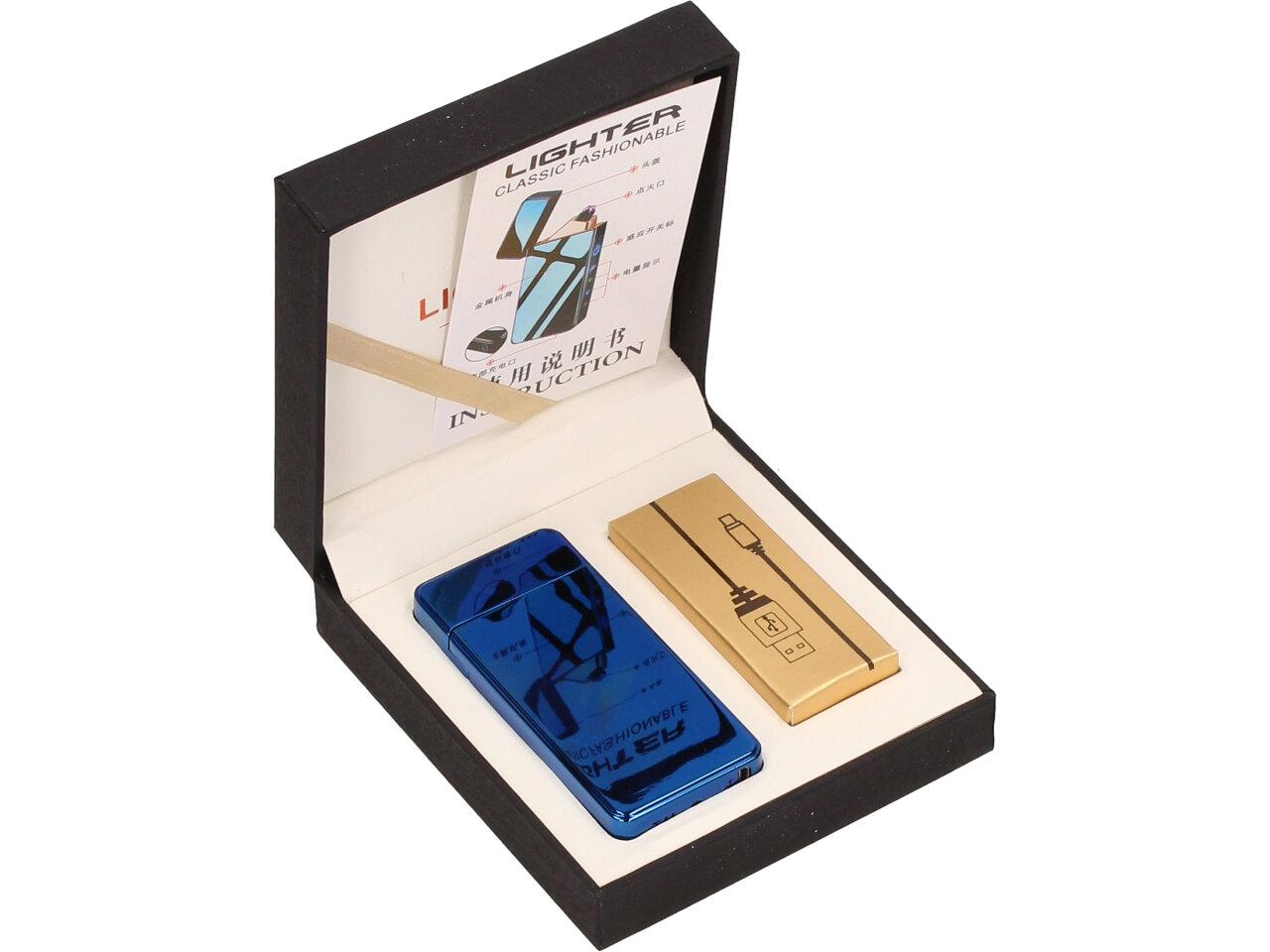 Dotykový Zavírací Plazmový Nabíjecí Modrý USB zapalovač