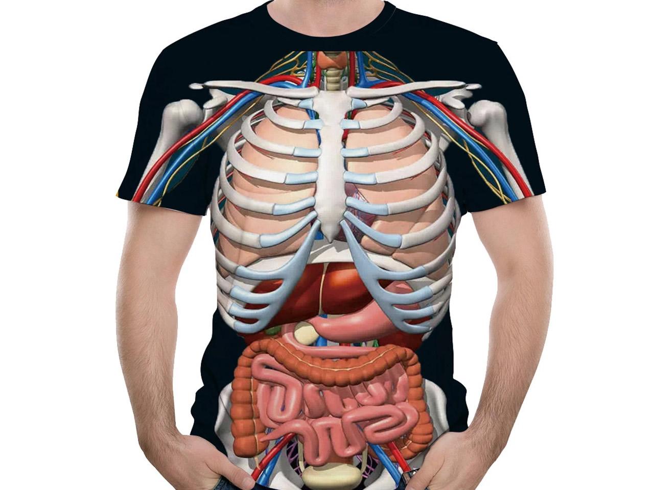 Tričko XXXL pro Muže s 3D tiskem vnitřních orgánů