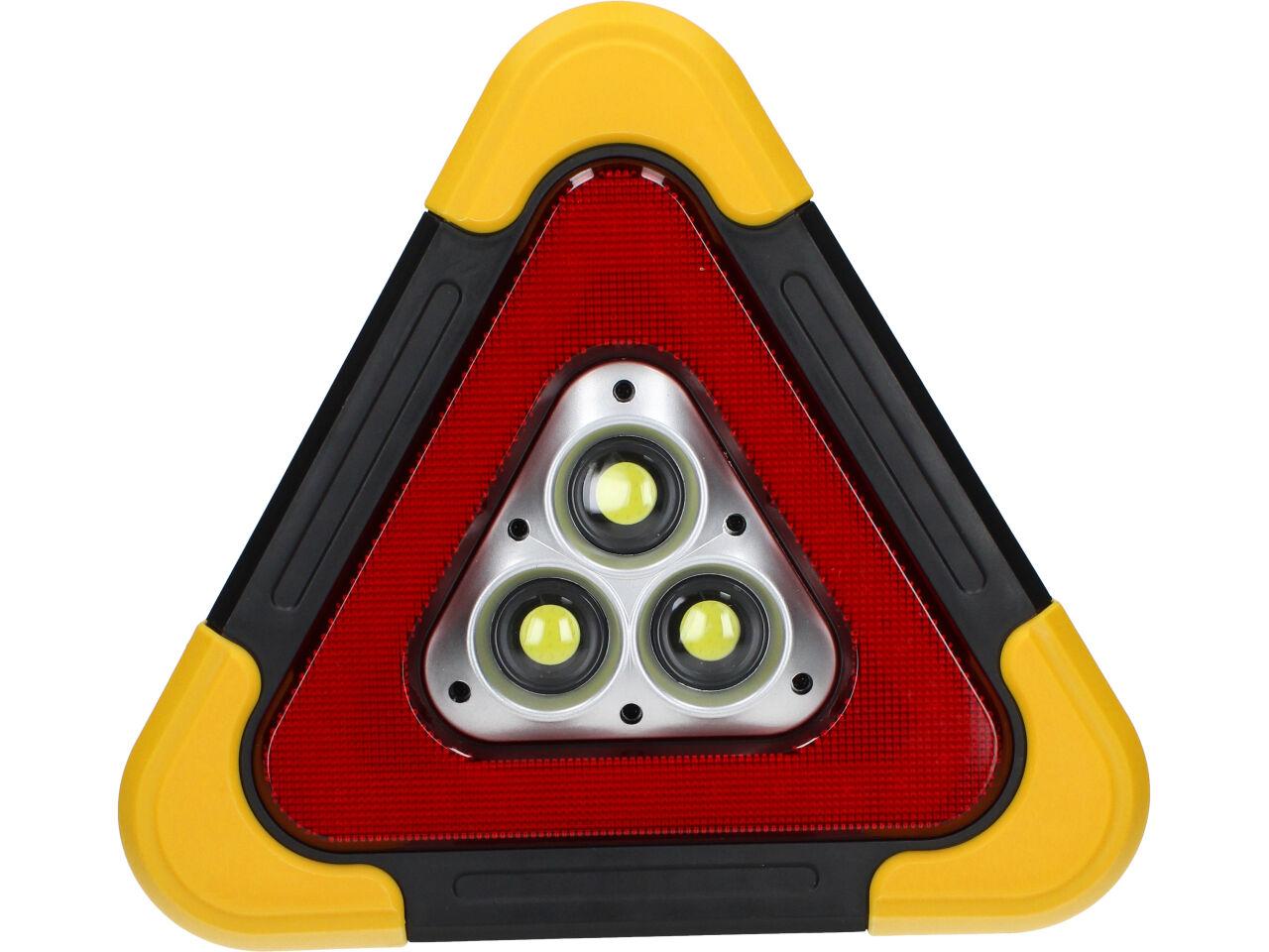 SOS Trojúhelník s 3 LED COB Diodami, Solárním Panelem a USB Nabíjením