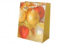 Foto 5 - Dárková vánoční taška červeno-zlaté ozdoby 23x18 cm