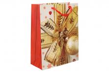 Foto 5 - Dárková vánoční taška zlatá mašle 23x18 cm