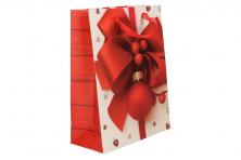 Foto 5 - Dárková vánoční taška červená mašle 23x18 cm
