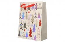 Foto 5 - Dárková vánoční taška bílá se stromy 24x18 cm