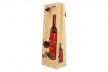Foto 5 - Dárková taška na víno s dřevěným pozadím  36x12 cm
