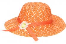 Foto 5 - Dětský klobouk s kytičkou oranžový 
