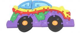 Dřevěné puzzle barevné auto 26 d…