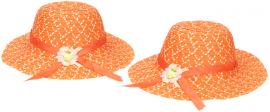 Dětský klobouk s kytičkou oranžo…