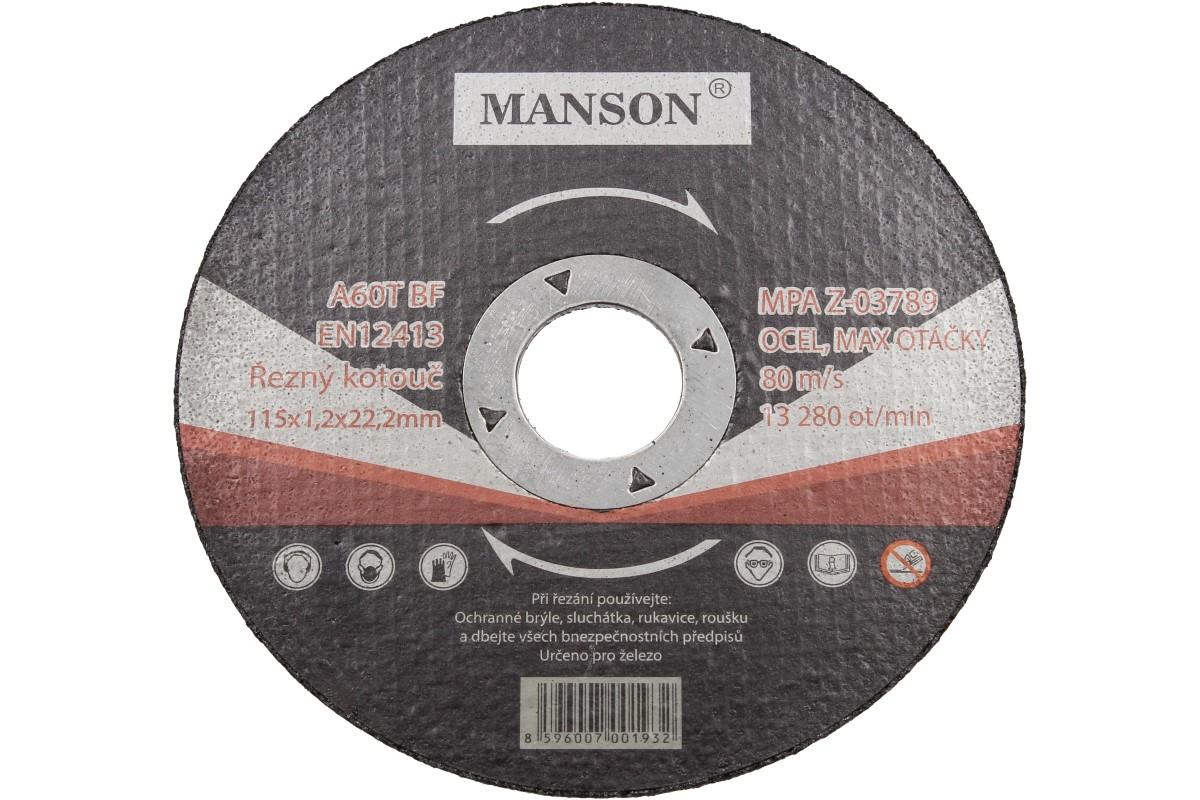 Řezný kotouč Manson 115 x 1,2 x 22,2