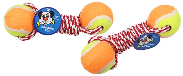 Hračka pro psa 2 tenisáky s provazem