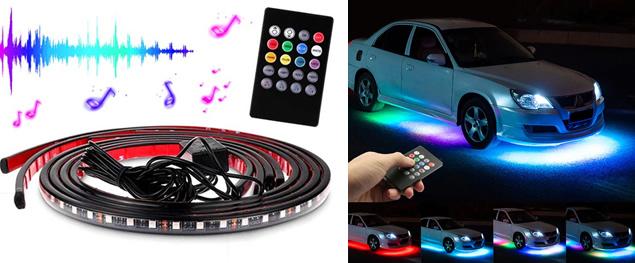 LED neonové pásky pod auto Music