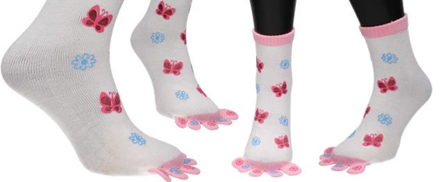 Ponožky růžovo - modré proužky