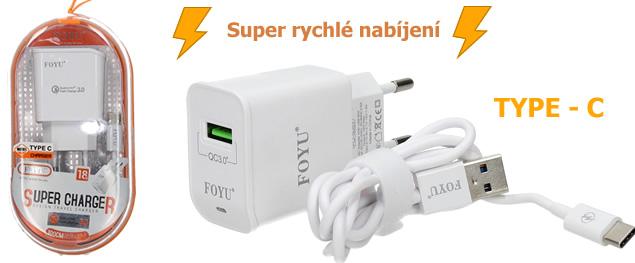 Rychlonabíječka Power Quick Charge FO-SO14M USB Type-C 1M